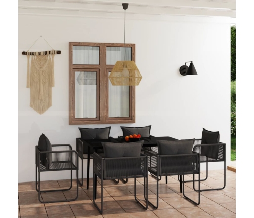 Juego de comedor de jardín 7 piezas negro