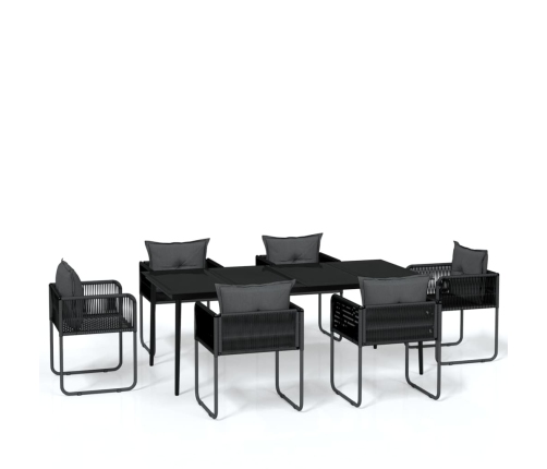 Juego de comedor para jardín 7 piezas negro