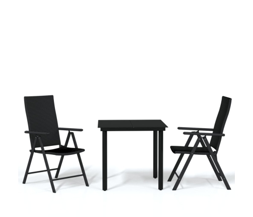 Juego de comedor de jardín 3 piezas negro