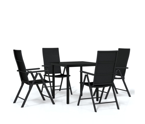 Juego de comedor de jardín 5 piezas negro