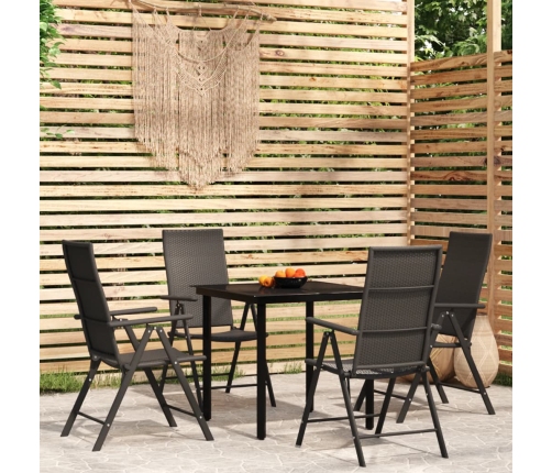 Juego de comedor de jardín 5 piezas negro