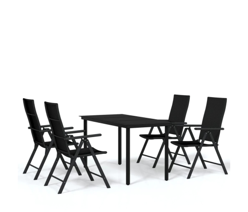 Juego de comedor para jardín 5 piezas negro