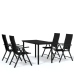 Juego de comedor para jardín 5 piezas negro