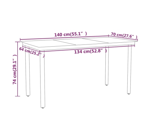 Juego de comedor para jardín 5 piezas negro