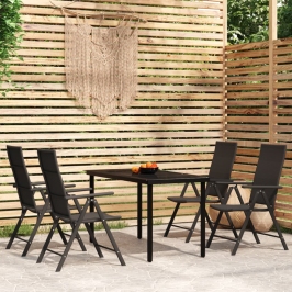 Juego de comedor para jardín 5 piezas negro