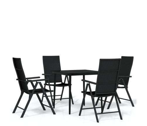 Juego de comedor para jardín 5 piezas negro