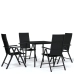 Juego de comedor para jardín 5 piezas negro