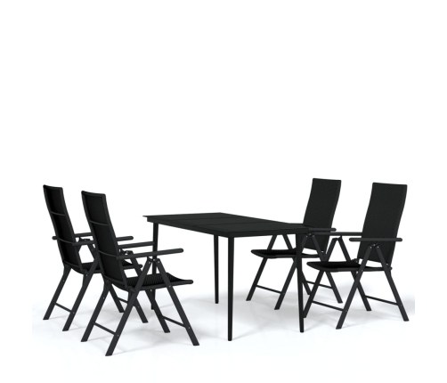 Juego de comedor para jardín 5 piezas negro