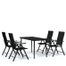 Juego de comedor para jardín 5 piezas negro