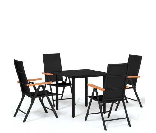 Juego de comedor para jardín 5 piezas negro