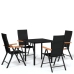 Juego de comedor para jardín 5 piezas negro