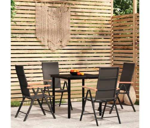 Juego de comedor para jardín 5 piezas negro