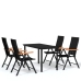 Juego de comedor para jardín 5 piezas negro