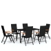 Juego de comedor para jardín 7 piezas negro