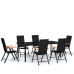 Juego de comedor para jardín 7 piezas negro