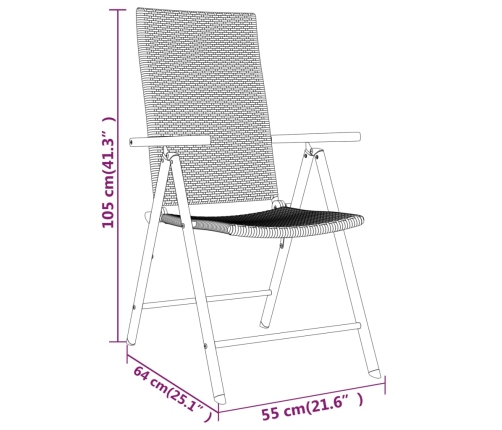 Juego de comedor para jardín 7 piezas negro