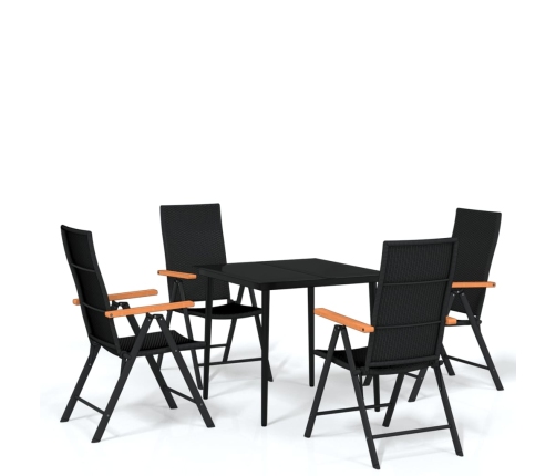 Juego de comedor para jardín 5 piezas negro