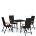 Juego de comedor para jardín 5 piezas negro
