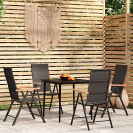 Juego de comedor para jardín 5 piezas negro