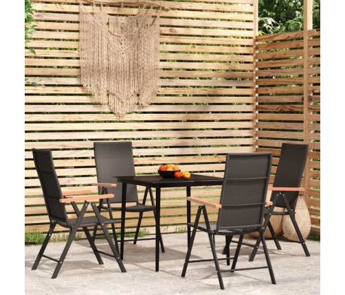 Juego de comedor para jardín 5 piezas negro