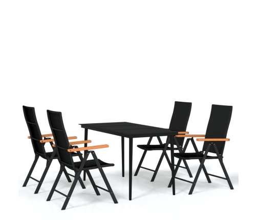 Juego de comedor para jardín 5 piezas negro