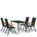 Juego de comedor para jardín 5 piezas negro