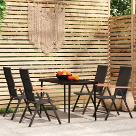 Juego de comedor para jardín 5 piezas negro