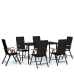 Juego de comedor para jardín 7 piezas negro