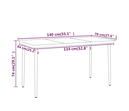Juego de comedor para jardín 7 piezas negro