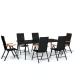 Juego de comedor para jardín 7 piezas negro