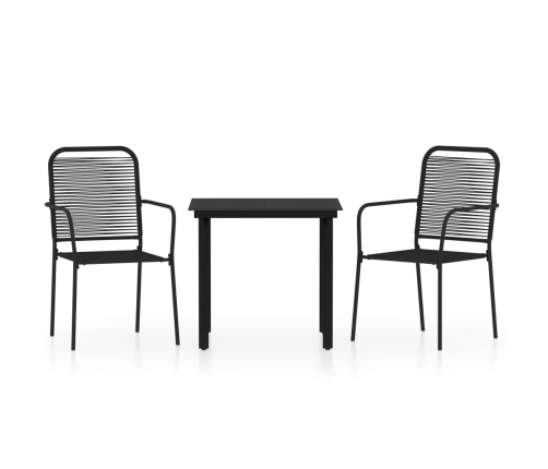 Juego de comedor para jardín 3 piezas negro