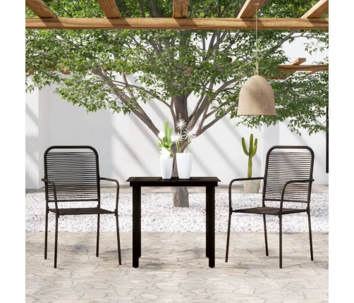Juego de comedor para jardín 3 piezas negro