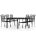Juego de comedor de jardín 7 piezas negro