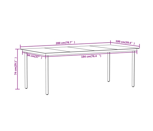 Juego de comedor de jardín 7 piezas negro