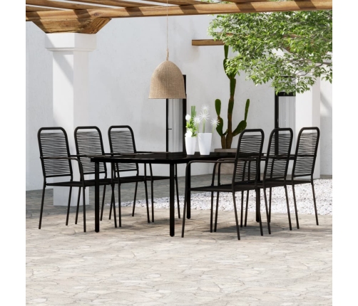 Juego de comedor de jardín 7 piezas negro