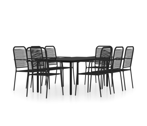 Juego de comedor de jardín 9 piezas negro