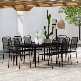 Juego de comedor de jardín 9 piezas negro