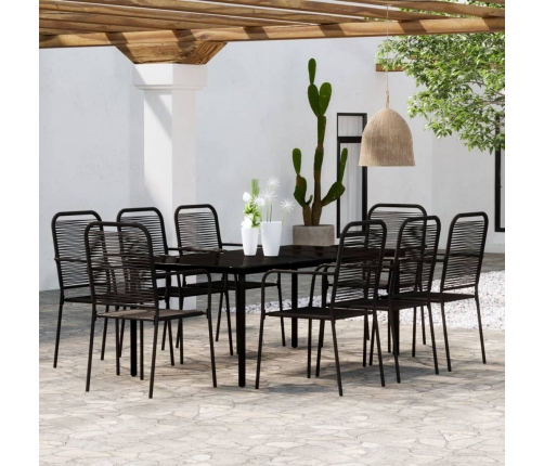 Juego de comedor de jardín 9 piezas negro
