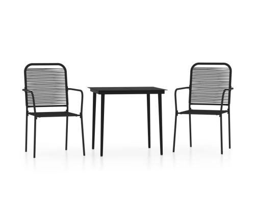 Juego de comedor de jardín 3 piezas negro