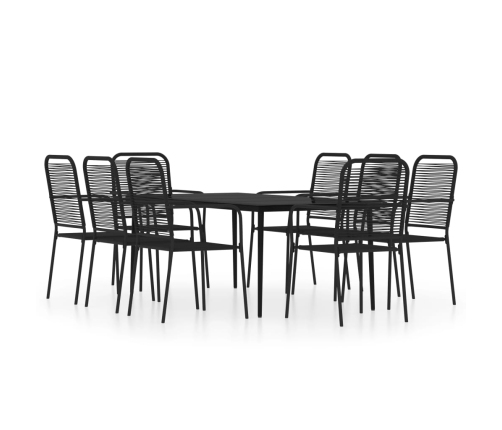 Juego de comedor de jardín 9 piezas negro
