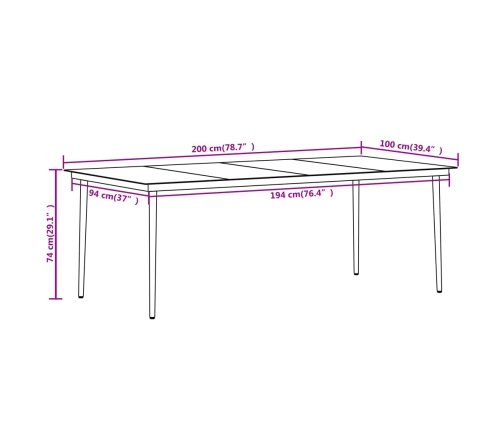 Juego de comedor de jardín 9 piezas negro