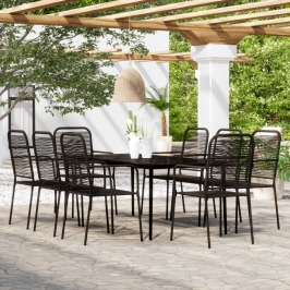 Juego de comedor de jardín 9 piezas negro