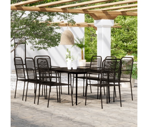 Juego de comedor de jardín 9 piezas negro