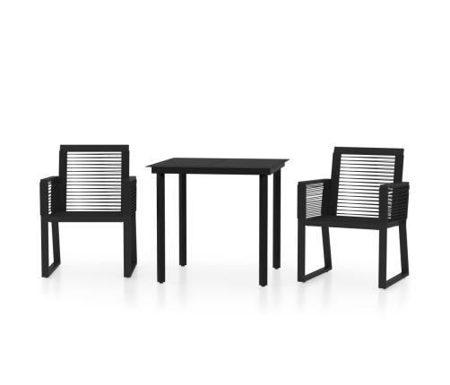 Juego de comedor para jardín 3 piezas negro