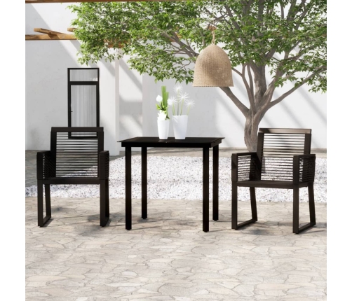 Juego de comedor para jardín 3 piezas negro