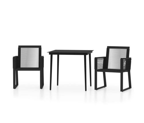 Juego de comedor para jardín 3 piezas negro
