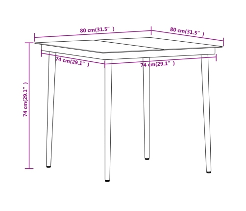 Juego de comedor para jardín 3 piezas negro