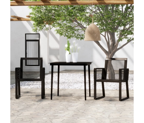 Juego de comedor para jardín 3 piezas negro