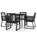 Juego de comedor de jardín 5 piezas negro