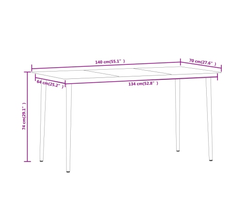 Juego de comedor de jardín 5 piezas negro